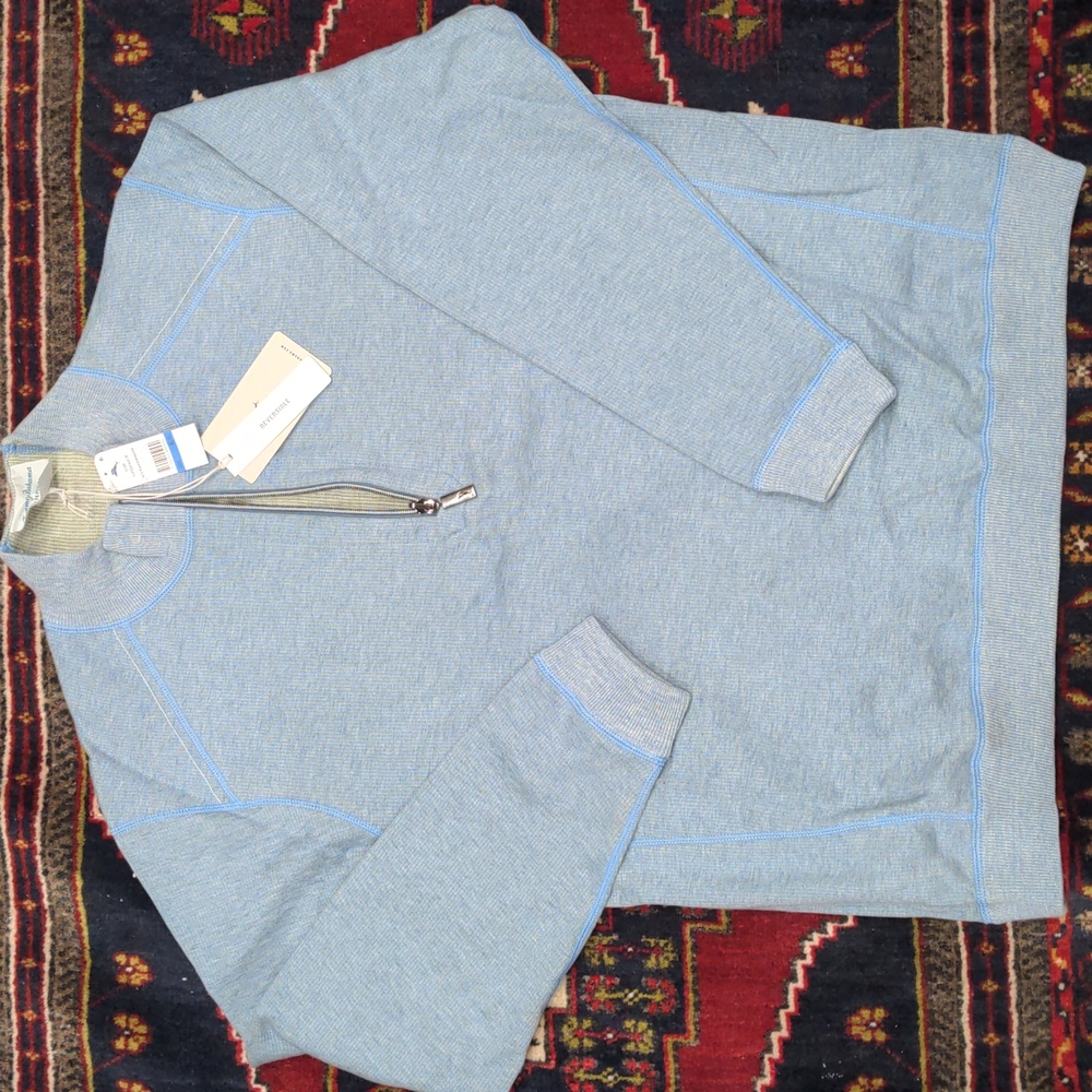 NWT Men's Tommy Bahama Reversible Flipsider half-zip in Beach Bum Heather, XL